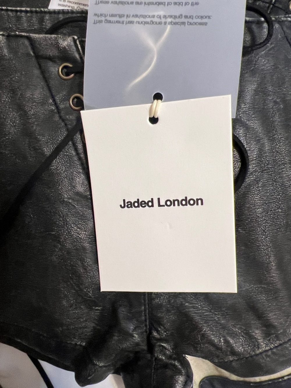 Jaded London Black Faux Leather Lace-Up Short Shorts. Size 26 - Picture 12 of 12